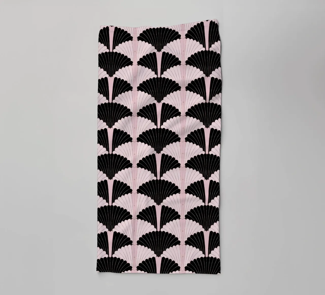 Art Deco pattern in black and light pink. With gold shimmer towel by CalliLetters