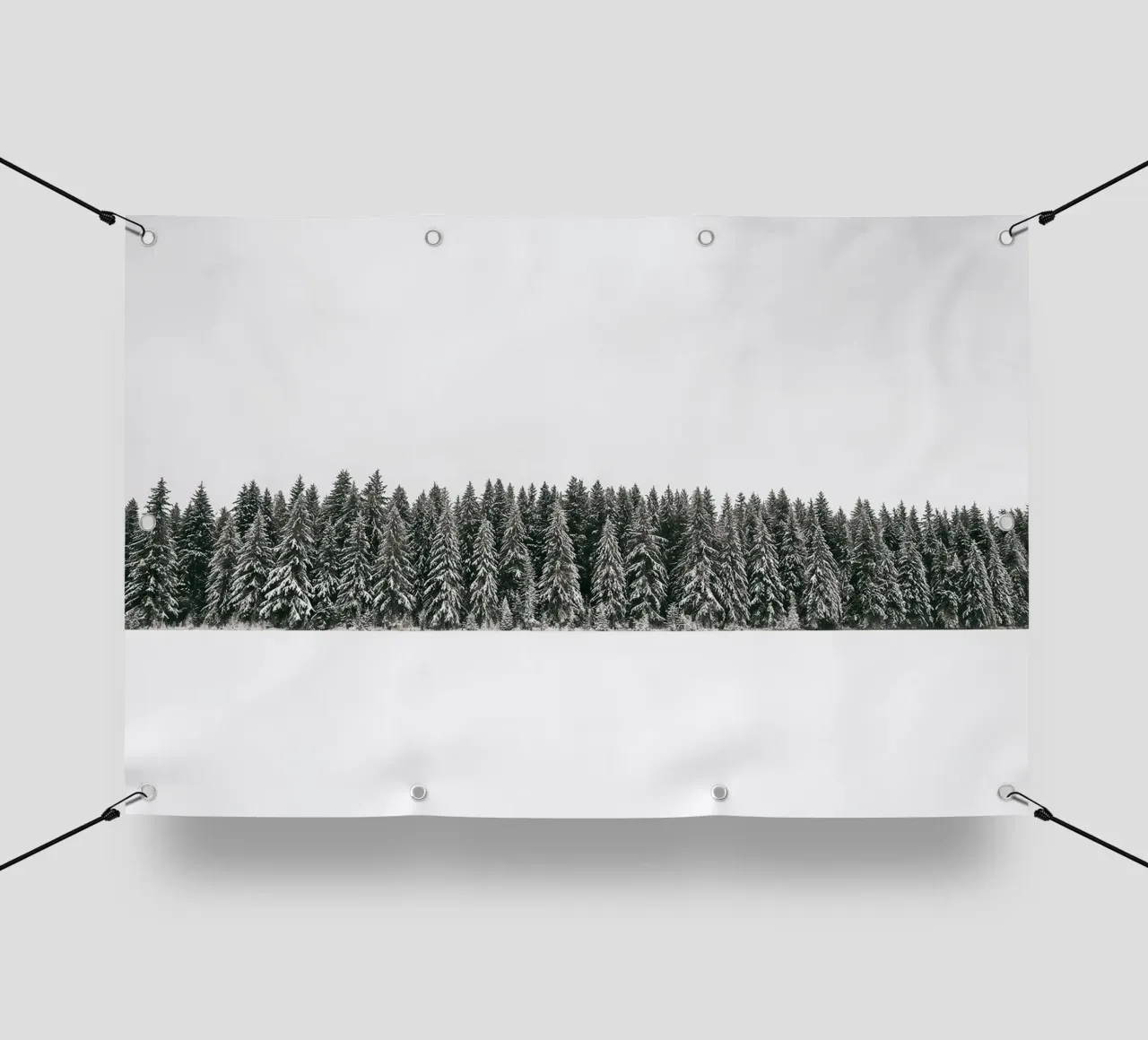 Foresta invernale minimale - neve e abeti Photo Art telo in pvc da ChristmasMooodz
