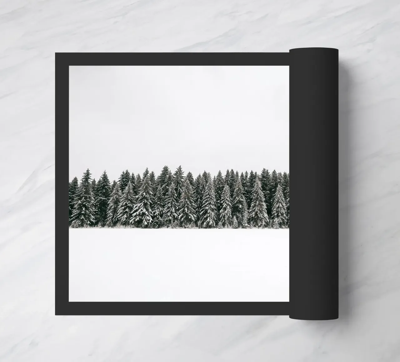 Bosque de invierno Minimal - Snow & Firs Photo Art felpudo de ChristmasMooodz