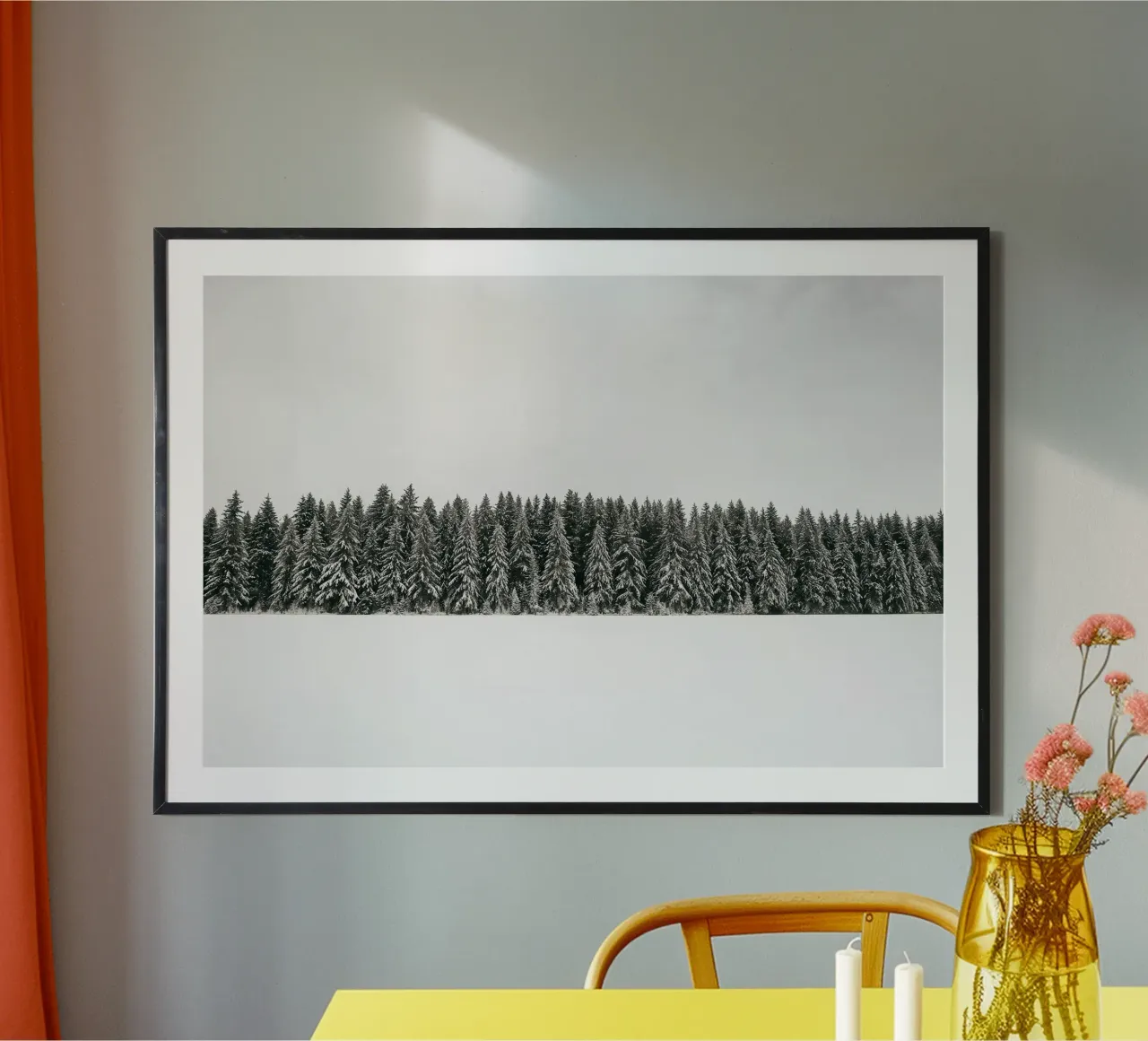 Foresta invernale minimale - neve e abeti Photo Art carta hahnemühle da ChristmasMooodz
