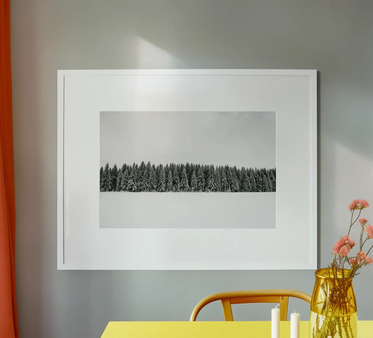 Foresta invernale minimale - neve e abeti Photo Art carta hahnemühle da ChristmasMooodz