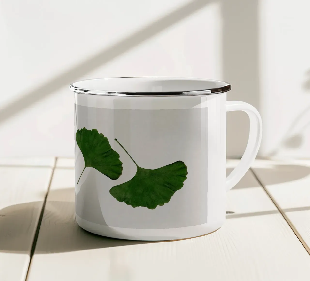 Ginkgo Leaf II enamel mug by Orara Studio