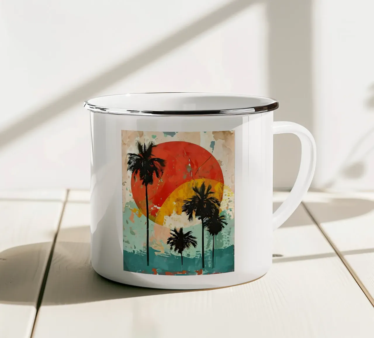 Palme al tramonto tazza in smalto da Artistic-shop
