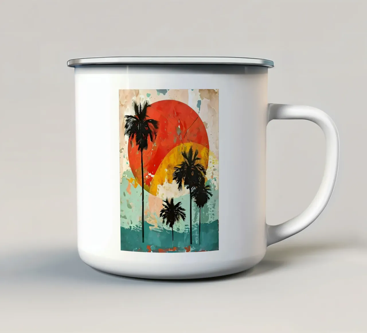 Palme al tramonto tazza in smalto da Artistic-shop