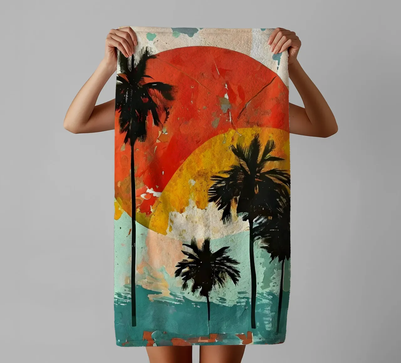 Sunset Palm Trees towel by Artistic-shop