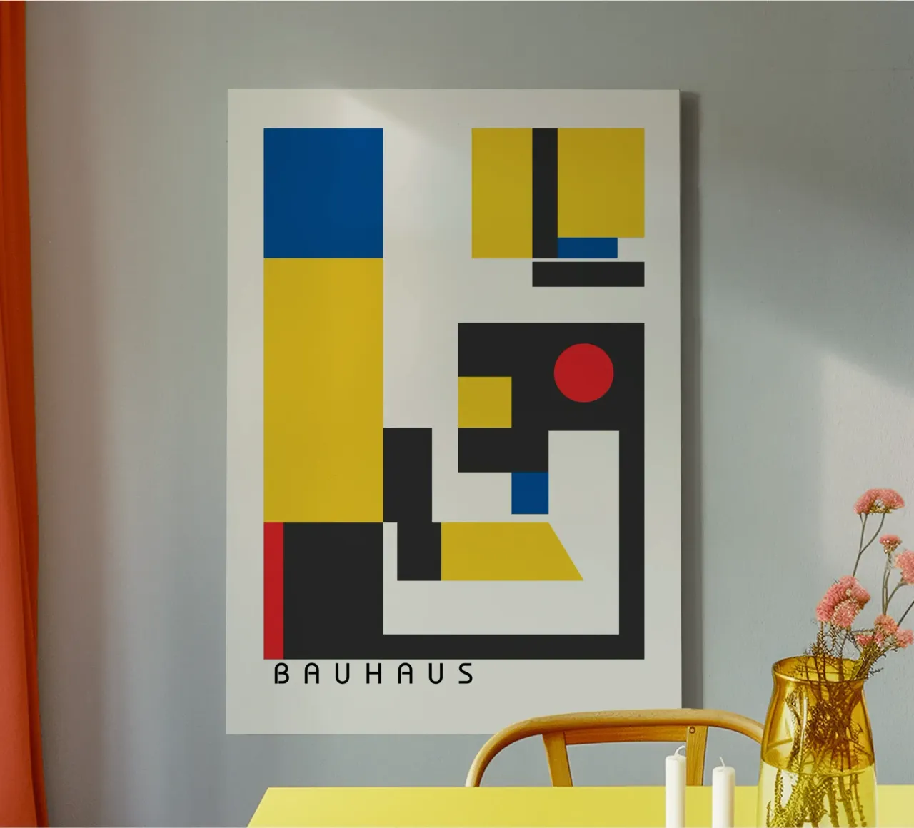 Bauhaus Primary Colors Abstract | Geometric & Constructivist canvas by Grungeo