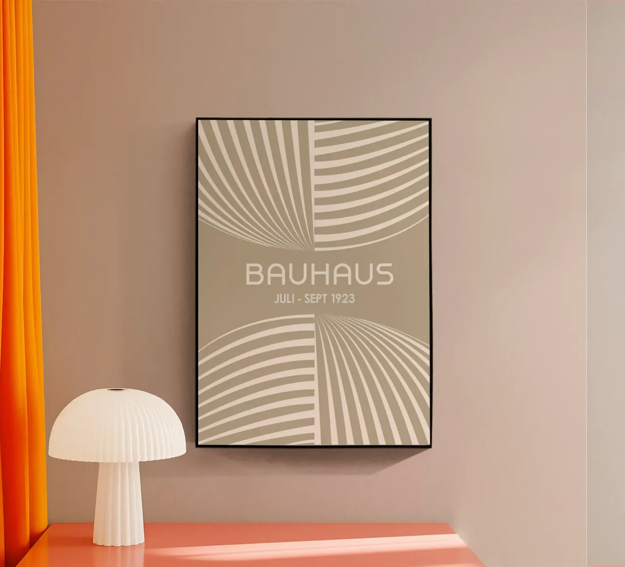 Bauhaus Op Art Print | Beige & Cream Geometric Abstract Stri metacrilato de Grungeo