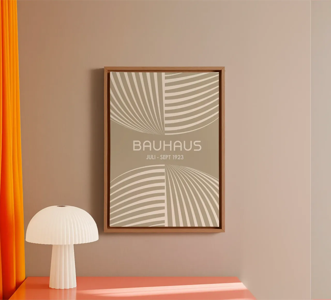 Bauhaus Op Art Print | Beige & Cream Geometric Abstract Stri tela da Grungeo