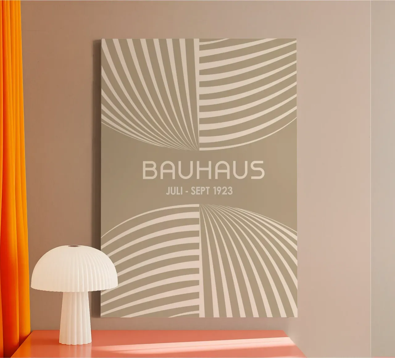 Bauhaus Op Art Print | Beige & Cream Geometric Abstract Stri tela da Grungeo