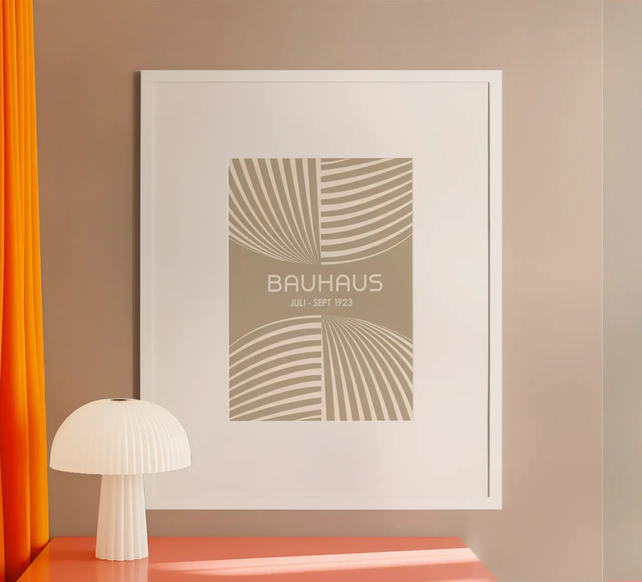 Bauhaus Op Art Print | Beige & Cream Geometric Abstract Stri carta hahnemühle da Grungeo