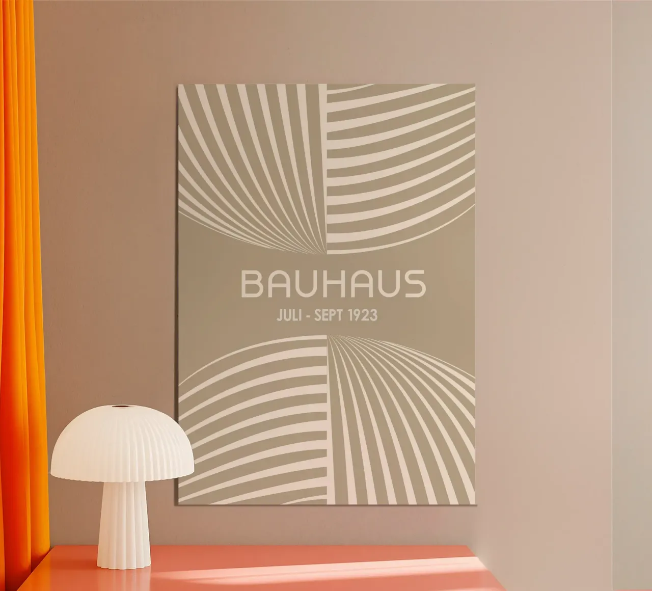 Bauhaus Op Art Print | Beige & Cream Geometric Abstract Stri carta hahnemühle da Grungeo