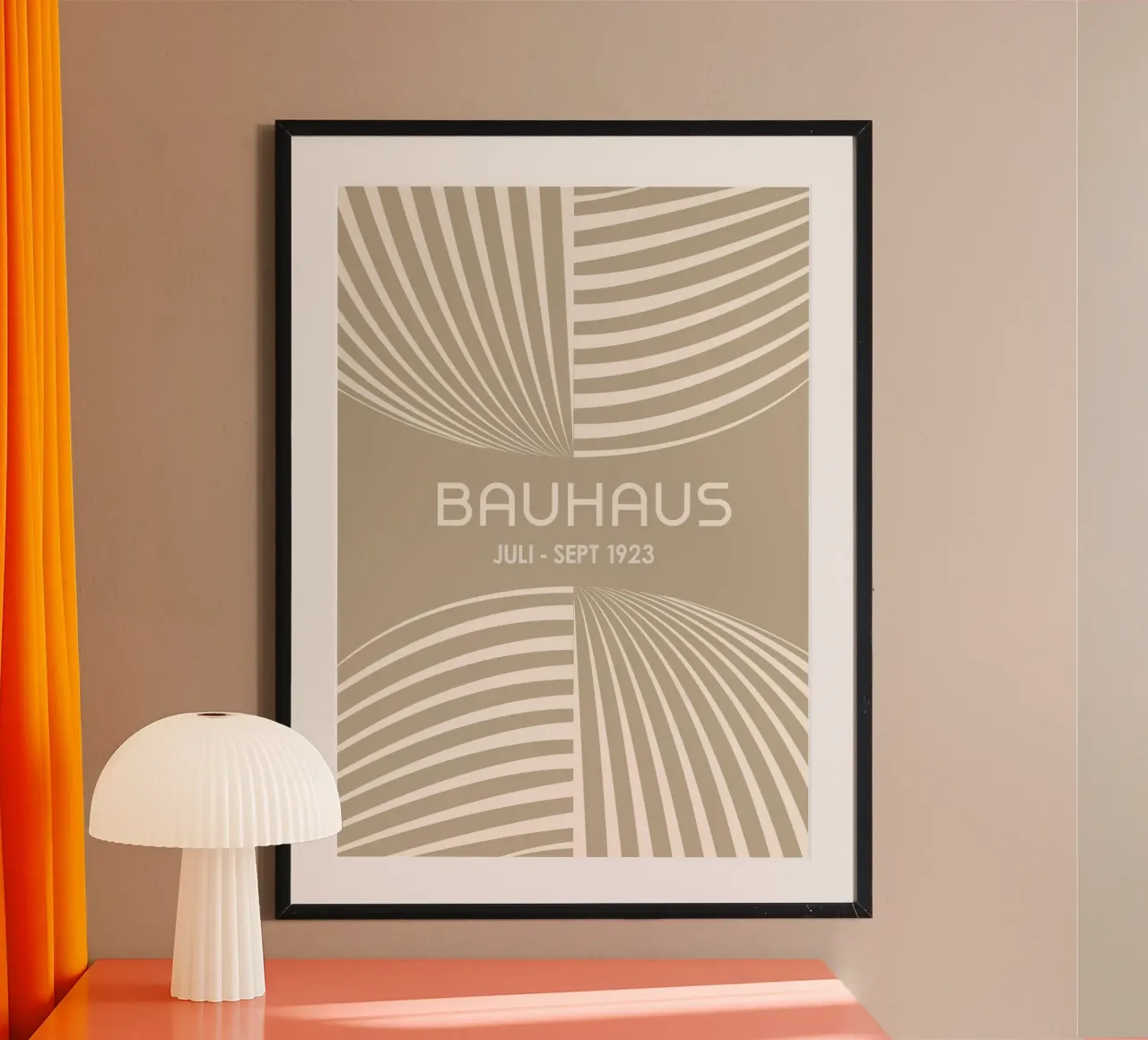 Bauhaus Op Art Print | Beige & Cream Geometric Abstract Stri carta hahnemühle da Grungeo