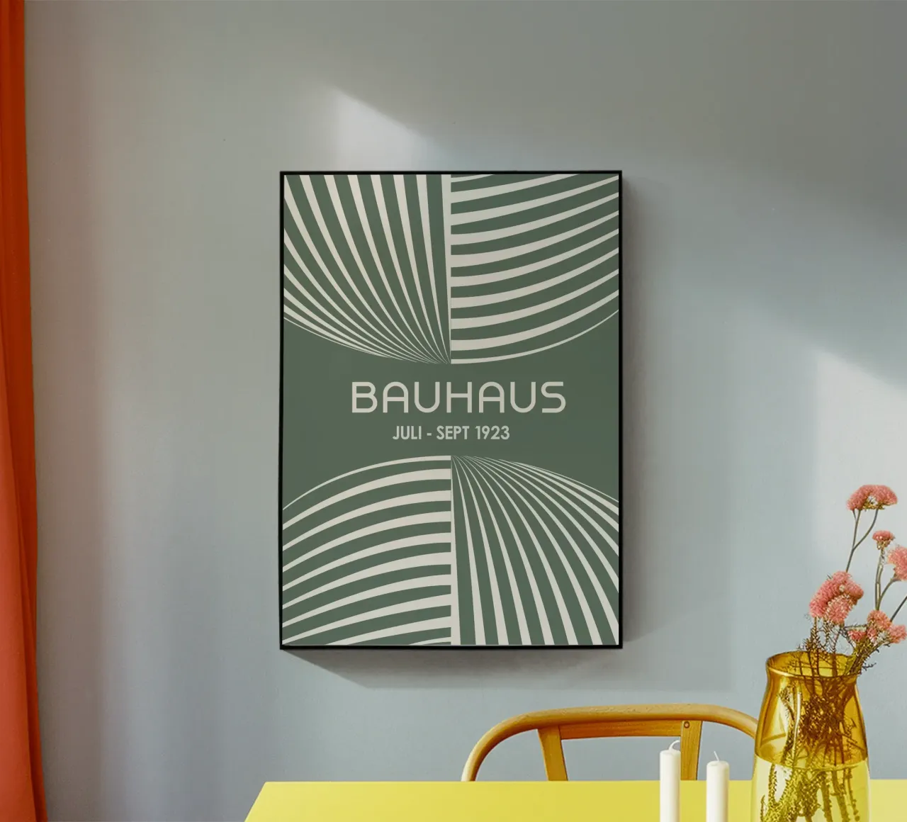 Bauhaus Op Art Print | Sage Green & Cream Geometric Abstract metacrilato de Grungeo
