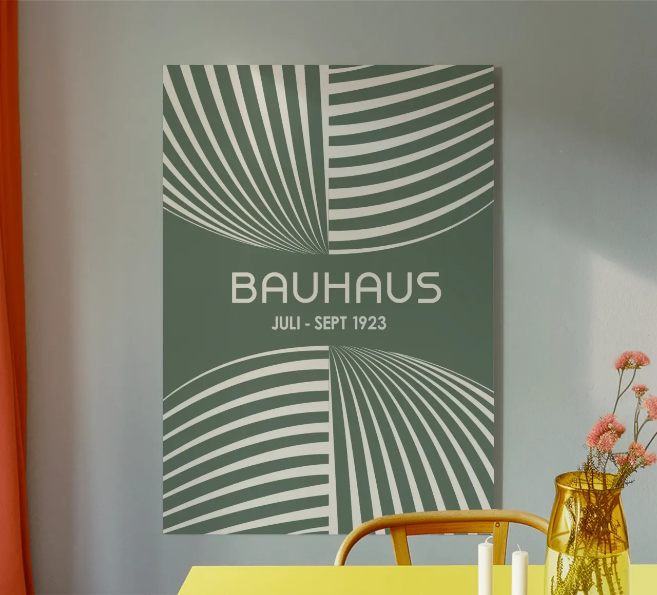 Bauhaus Op Art Print | Sage Green & Cream Geometric Abstract metacrilato de Grungeo