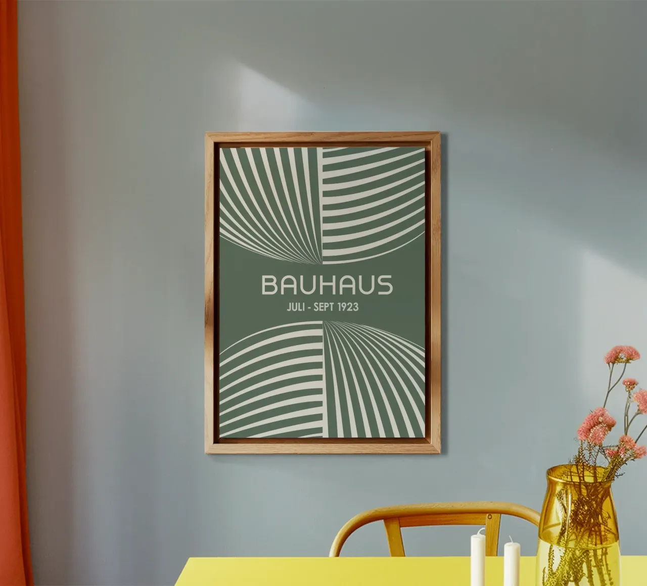 Bauhaus Op Art Print | Sage Green & Cream Geometric Abstract aluminio dibond de Grungeo
