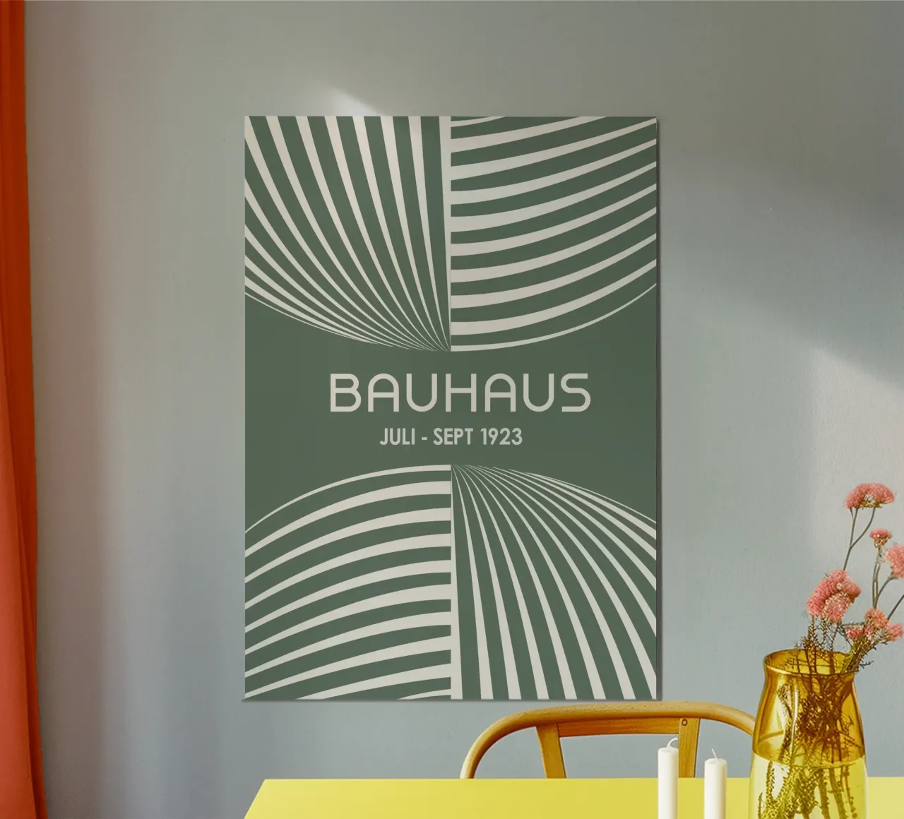 Bauhaus Op Art Print | Sage Green & Cream Geometric Abstract aluminio dibond de Grungeo