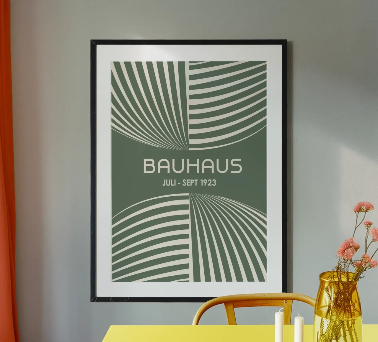 Bauhaus Op Art Print | Sage Green & Cream Geometric Abstract hahnemühle by Grungeo