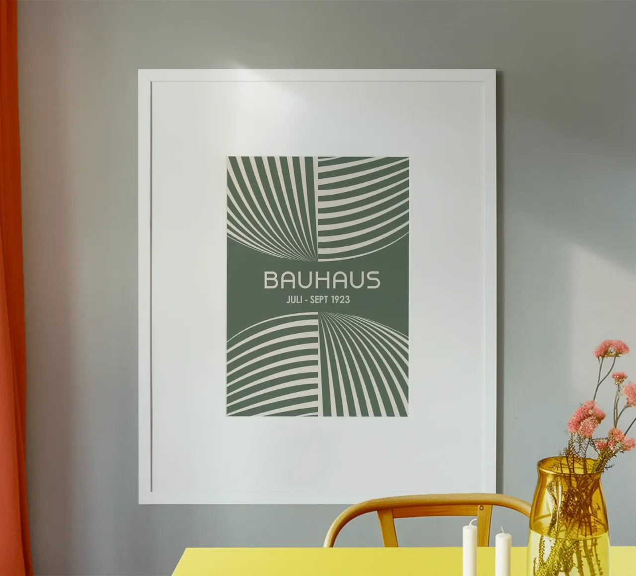 Bauhaus Op Art Print | Sage Green & Cream Geometric Abstract hahnemühle by Grungeo