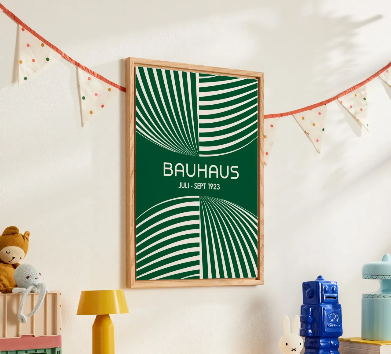 Bauhaus Op Art Print | Verde foresta e crema Geometrico Abstra plexiglass da Grungeo