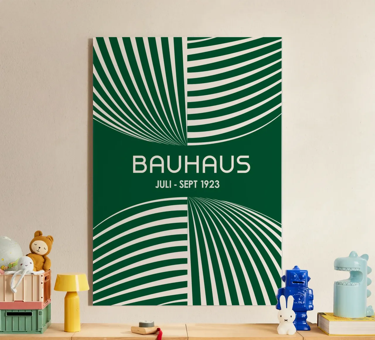 Bauhaus Op Art Print | Verde foresta e crema Geometrico Abstra plexiglass da Grungeo