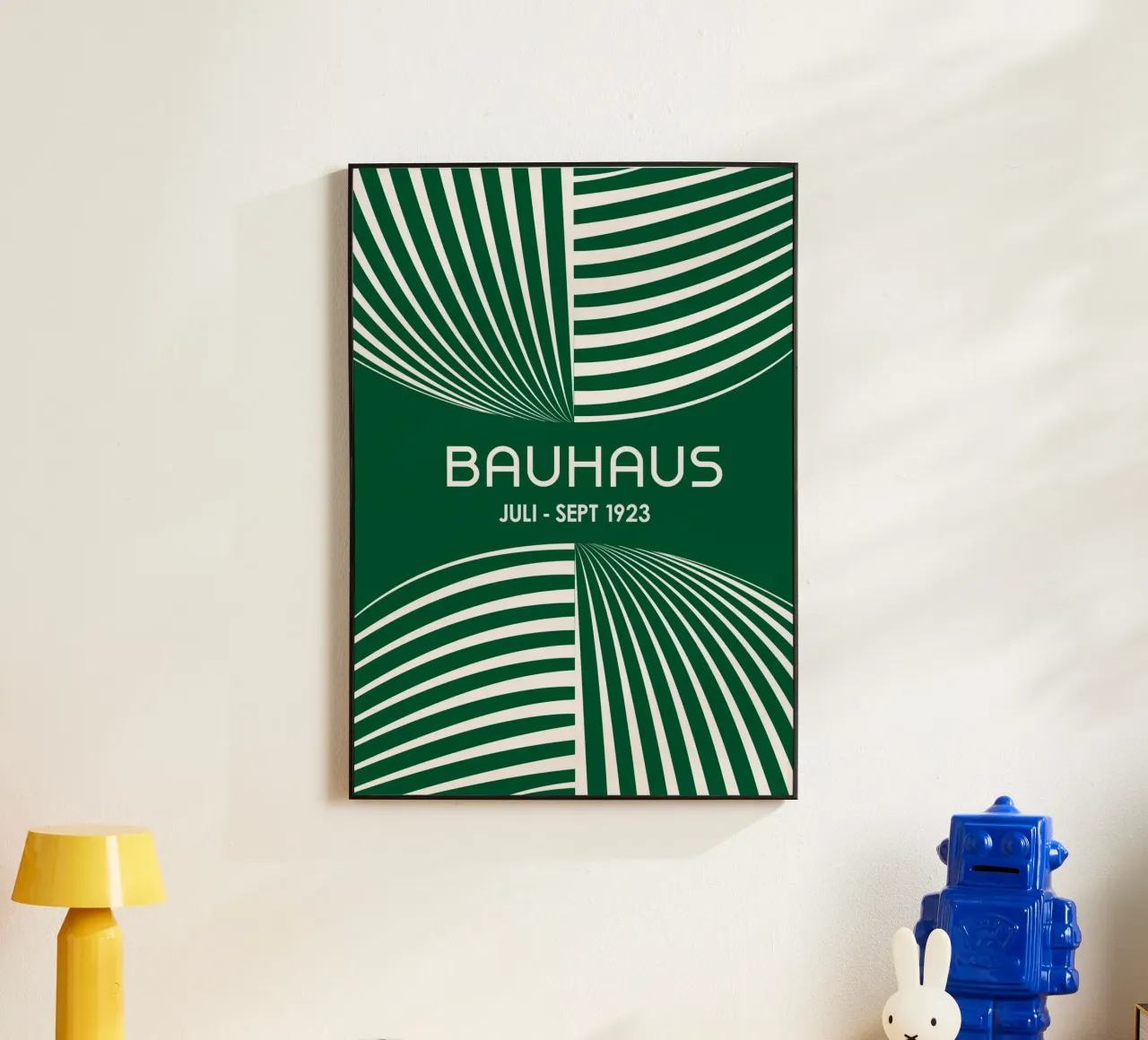 Bauhaus Op Art Print | Verde foresta e crema Geometrico Abstra alluminio dibond da Grungeo