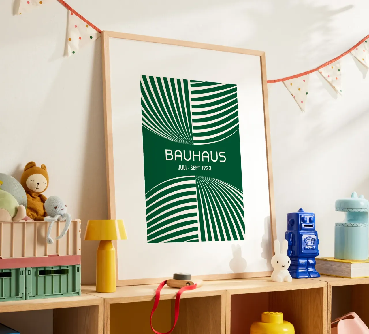 Bauhaus Op Art Print | Verde foresta e crema Geometrico Abstra carta hahnemühle da Grungeo