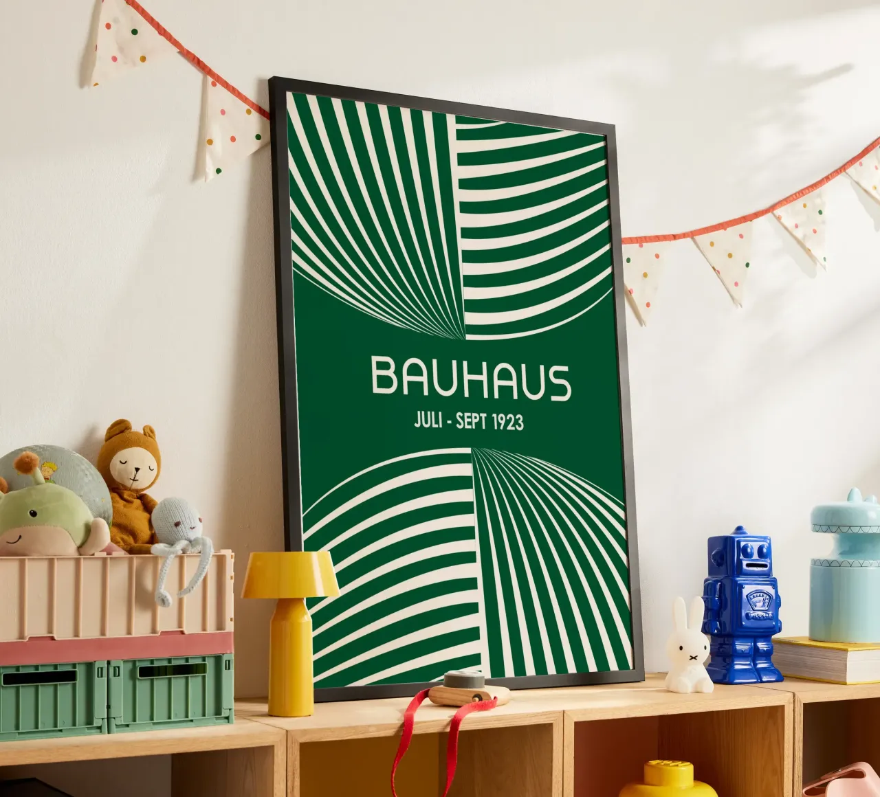 Bauhaus Op Art Print | Verde foresta e crema Geometrico Abstra carta hahnemühle da Grungeo