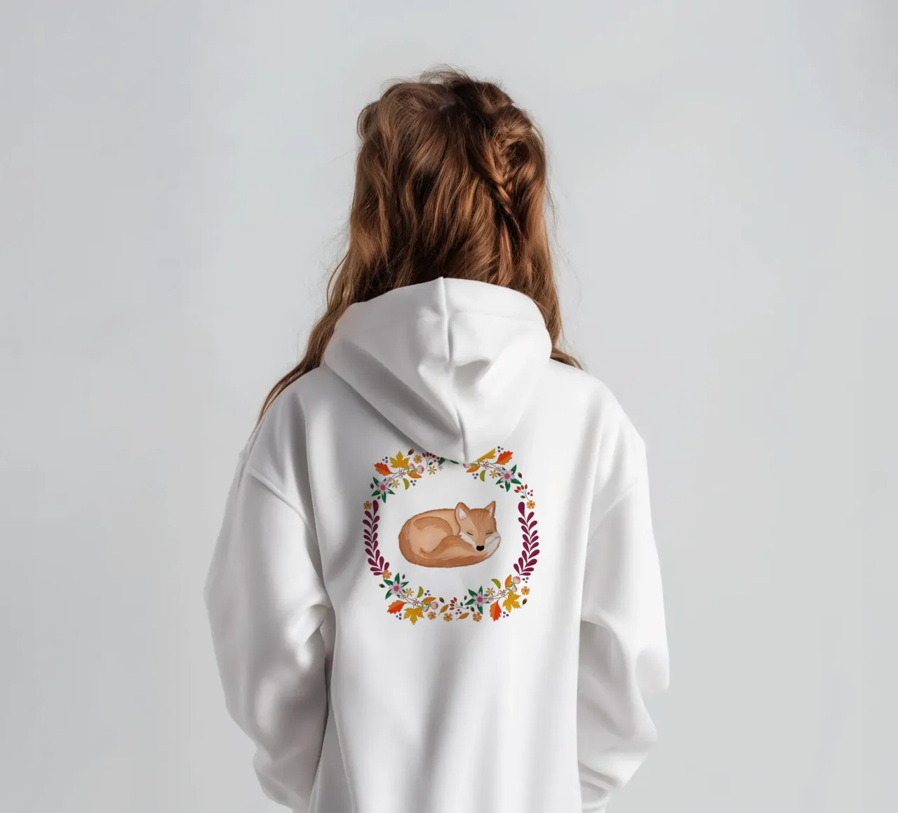 Ghirlanda autunnale con volpe addormentata felpa bambino con cappuccio da CalliLetters