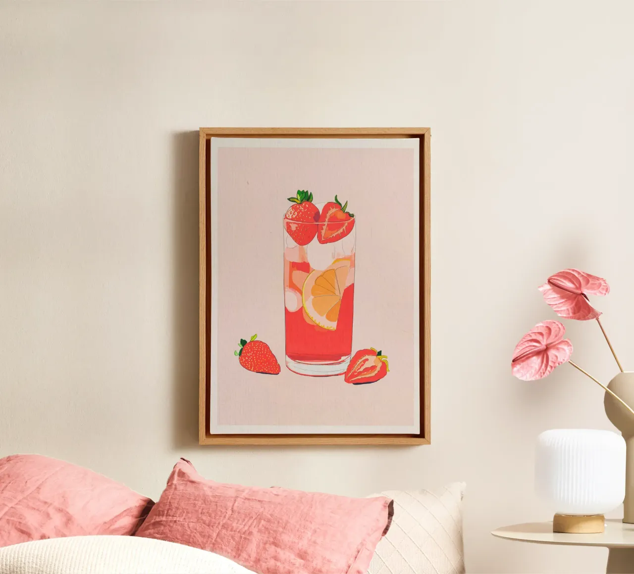 Tè freddo alla fragola tela con Cornice a cassetta da ThingDesign