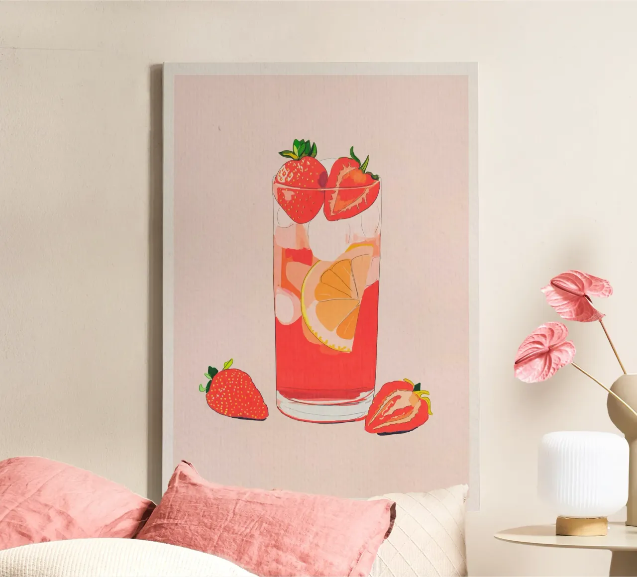Tè freddo alla fragola tela con Cornice a cassetta da ThingDesign