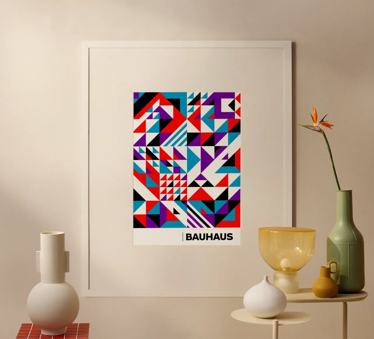 Bauhaus Abstract Geometric Triangles Primary Colors Maximali hahnemühle by Grungeo