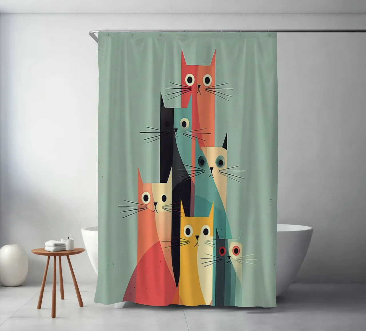 Seven Shapes of Cat tenda da doccia da Chic Creatures