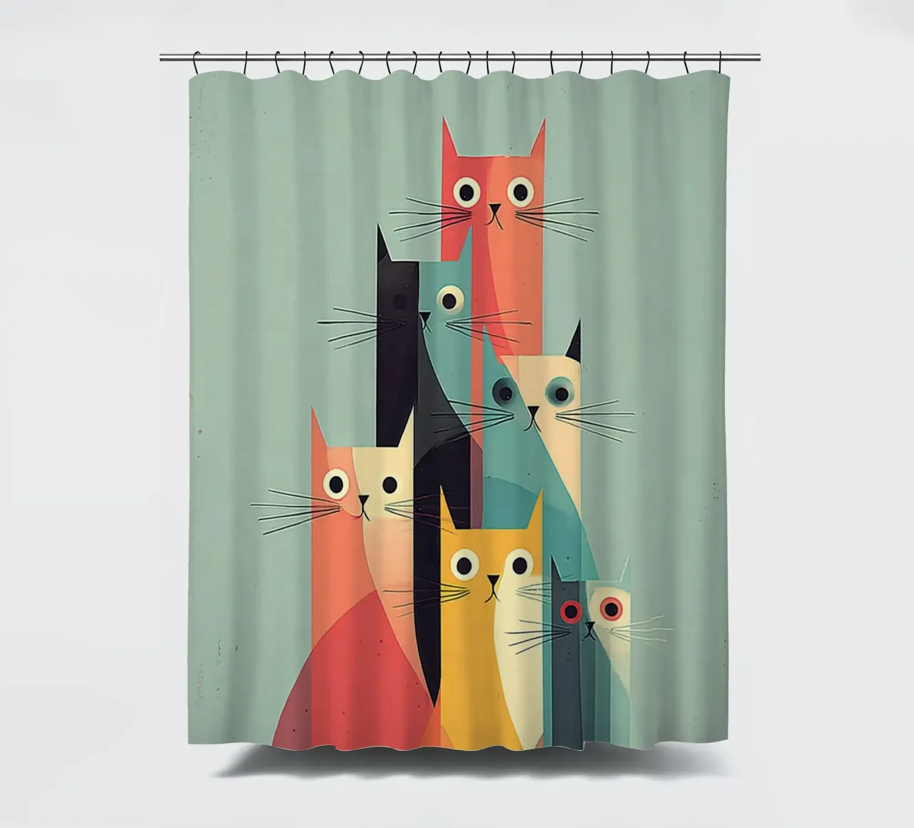 Seven Shapes of Cat tenda da doccia da Chic Creatures