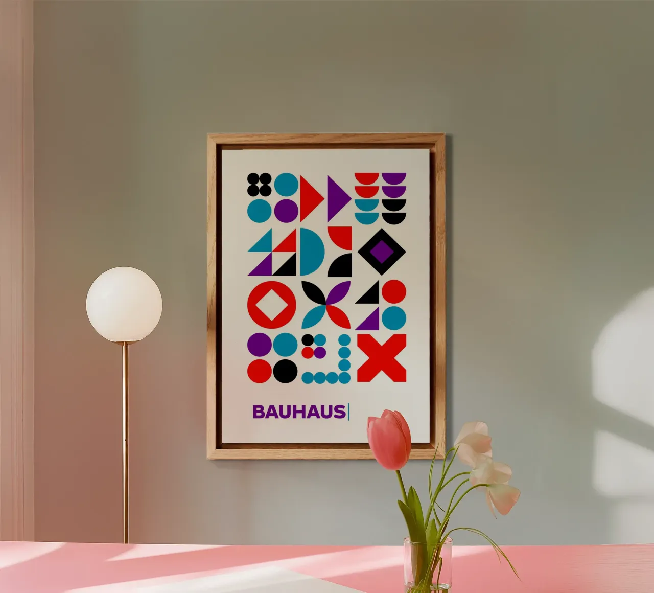 Bauhaus Abstracto Formas Geométricas Colores Primarios Modular Gri aluminio dibond de Grungeo