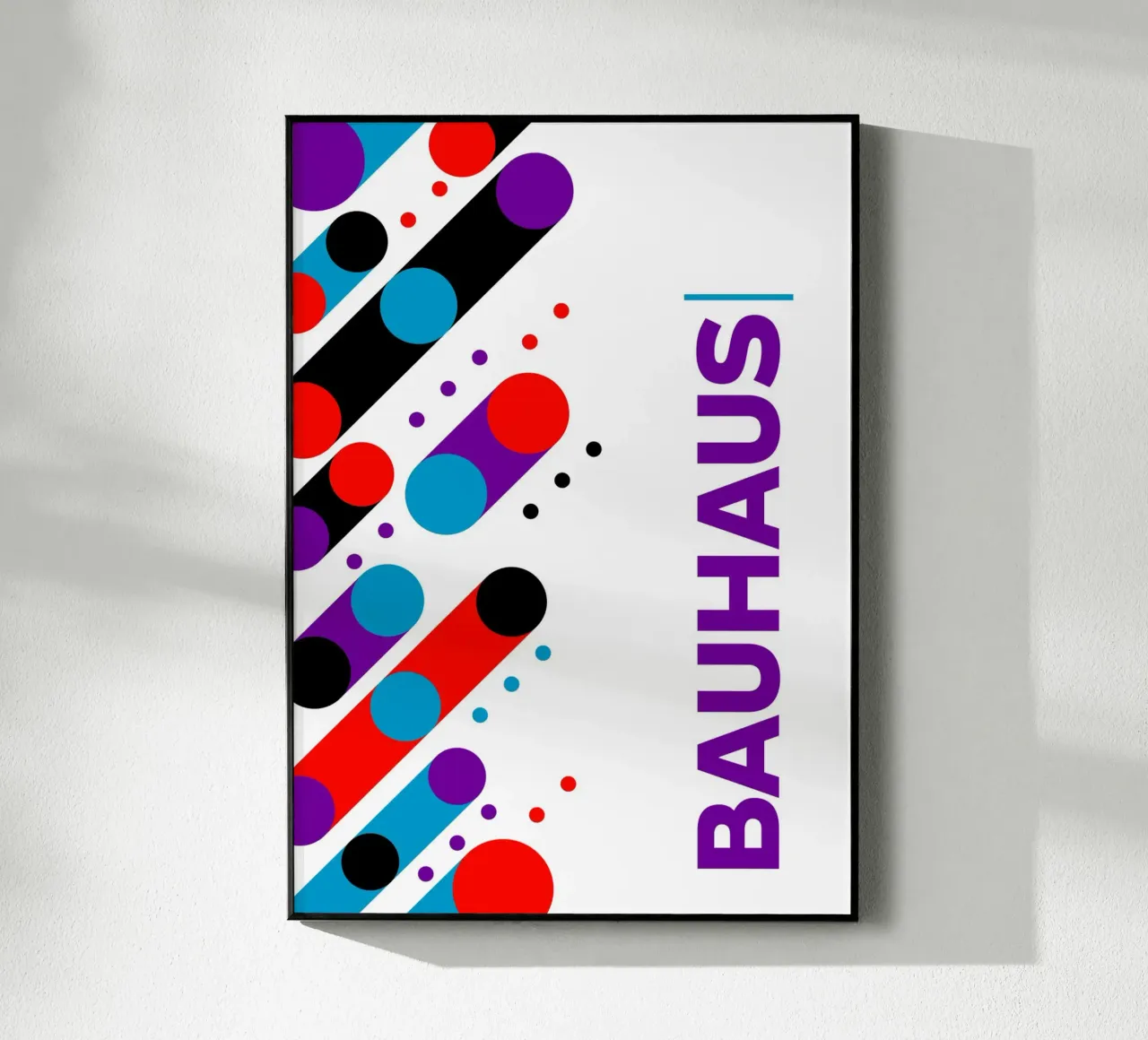 Bauhaus Abstract Diagonal Dots Primary Colors Pop Art Geomet metacrilato de Grungeo