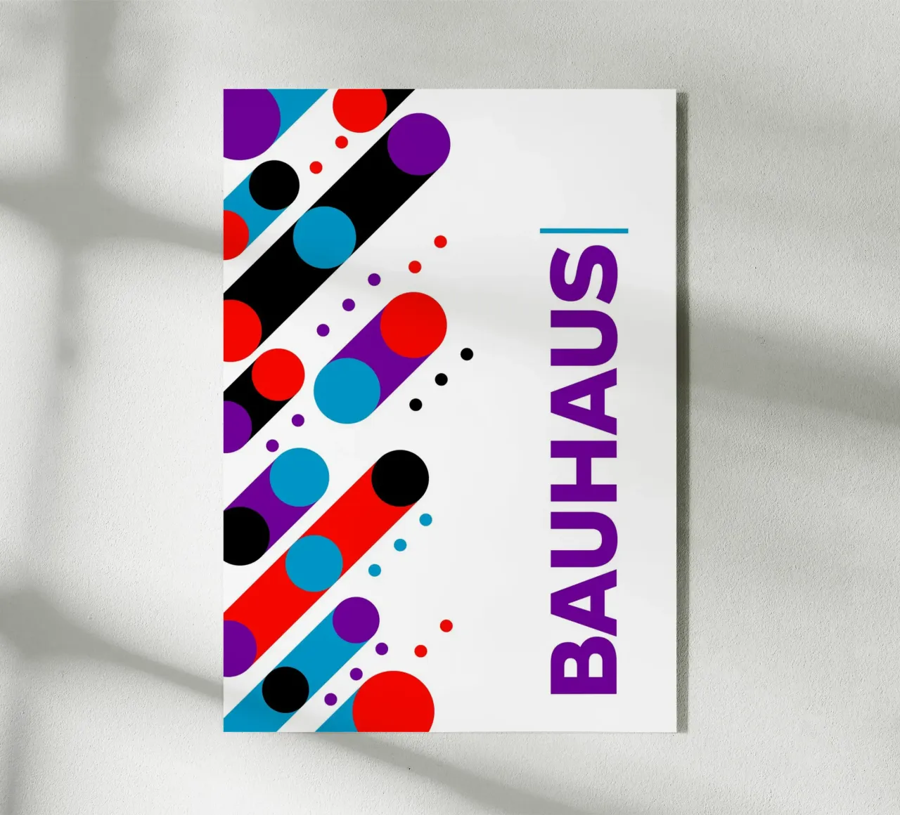 Bauhaus Abstract Diagonal Dots Primary Colors Pop Art Geomet metacrilato de Grungeo