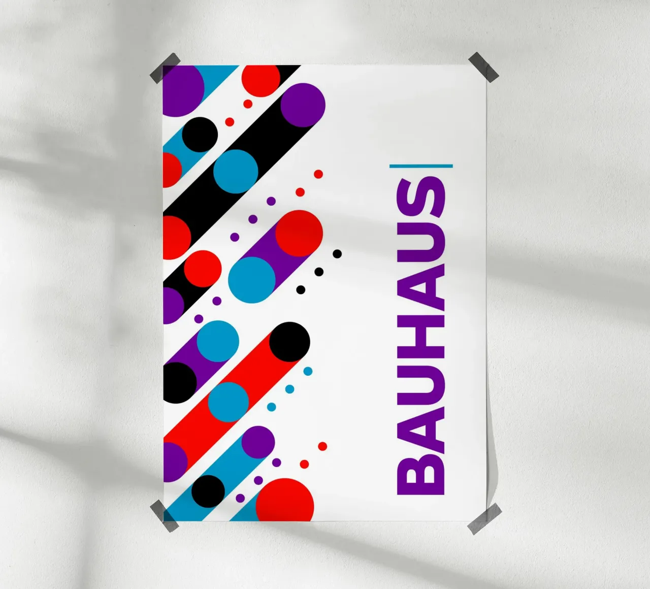 Bauhaus Abstract Diagonal Dots Primary Colors Pop Art Geomet poster de Grungeo