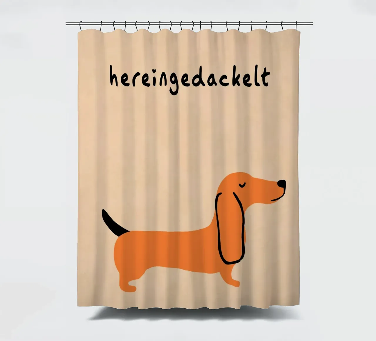 Hereingedackelt mit Humor Duschvorhang von Carina Pop & Pastell