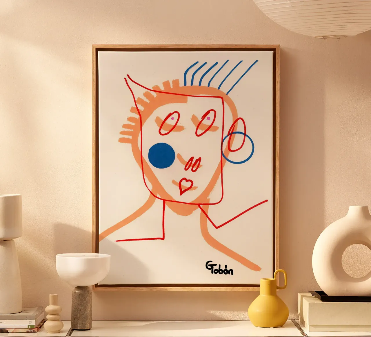 Achter het masker canvas met Baklijst van gtobonart