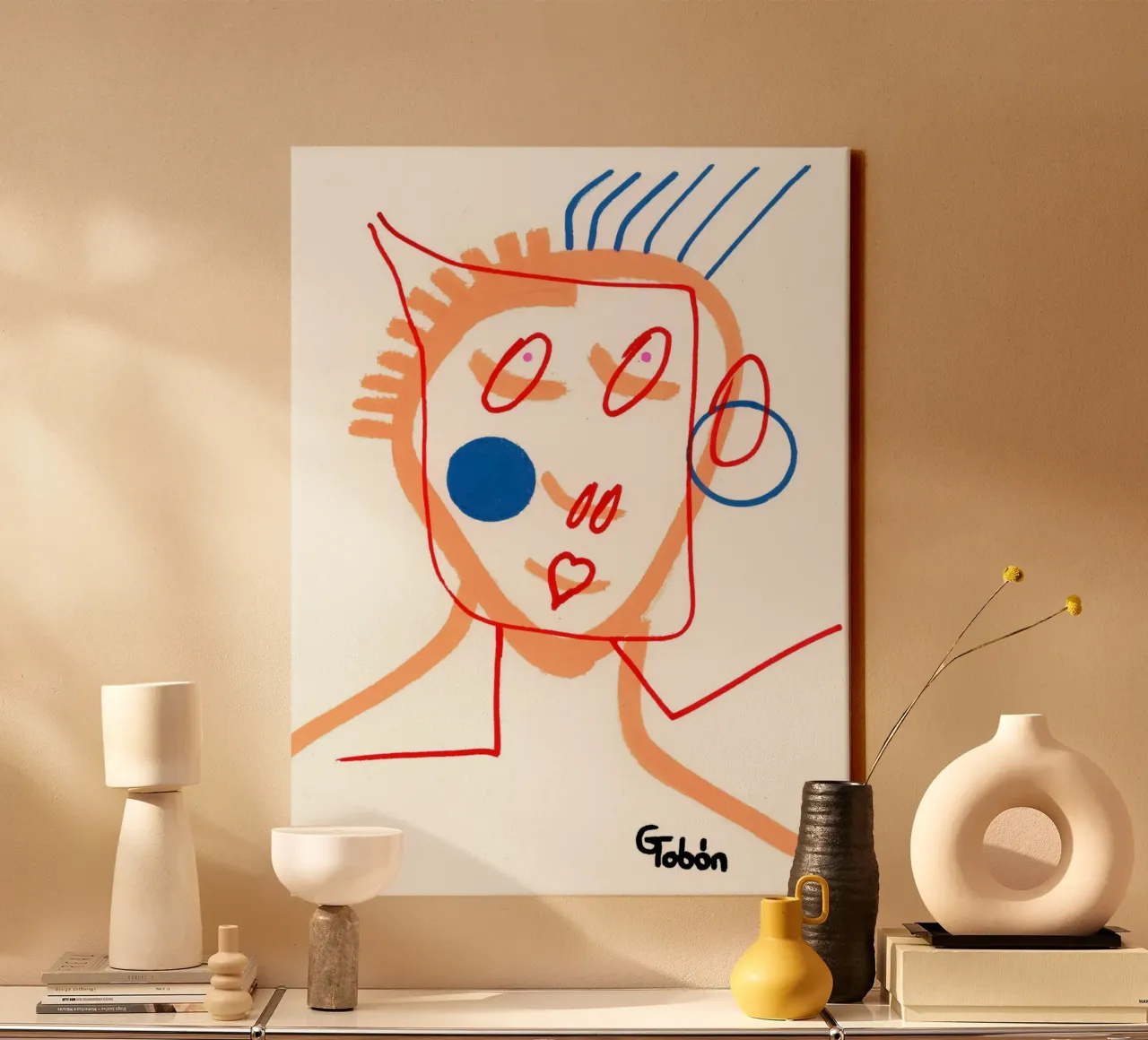 Achter het masker canvas met Baklijst van gtobonart