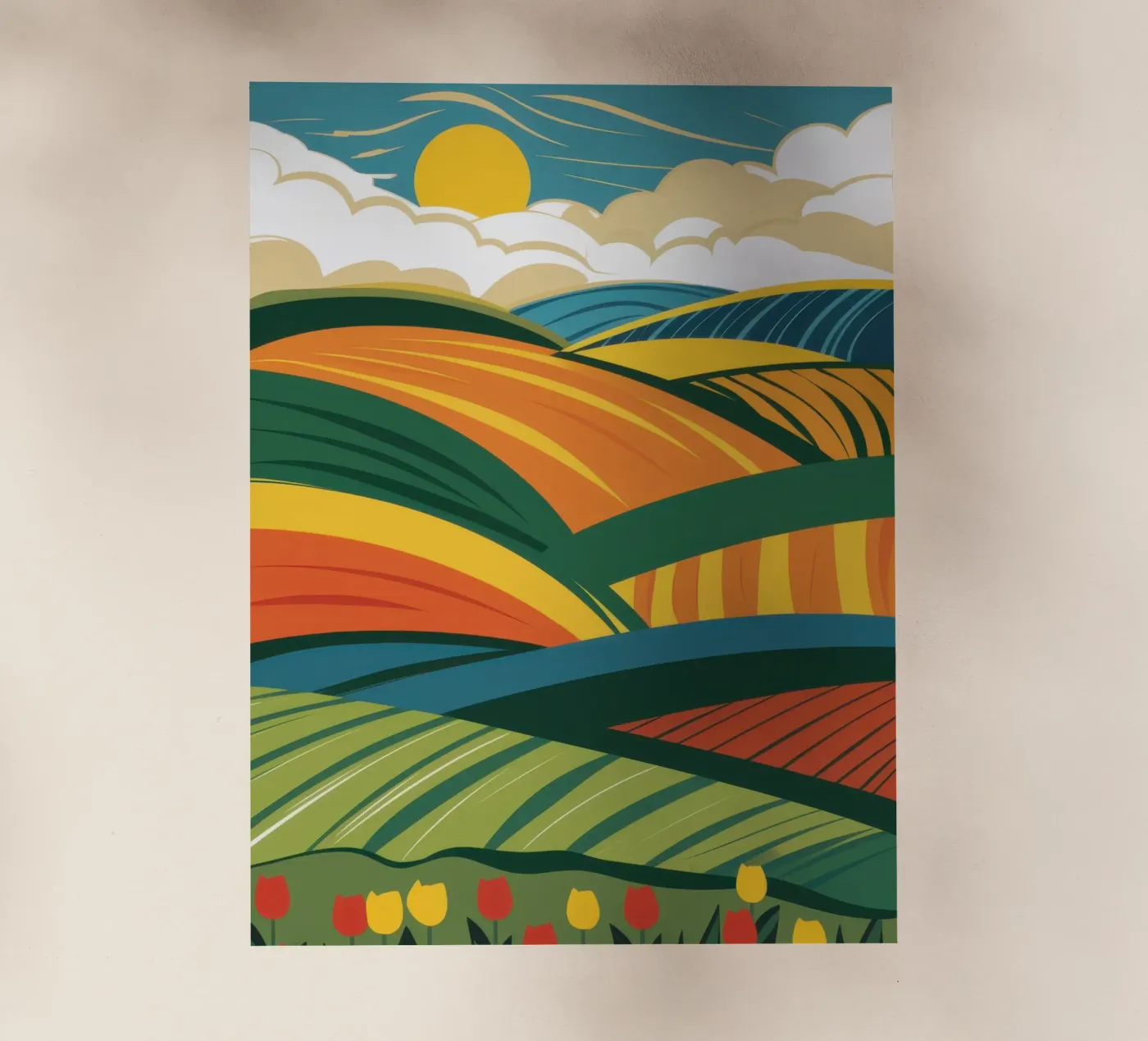 Campi coltivati in abbondanza pellicola backlit da Sun Riser