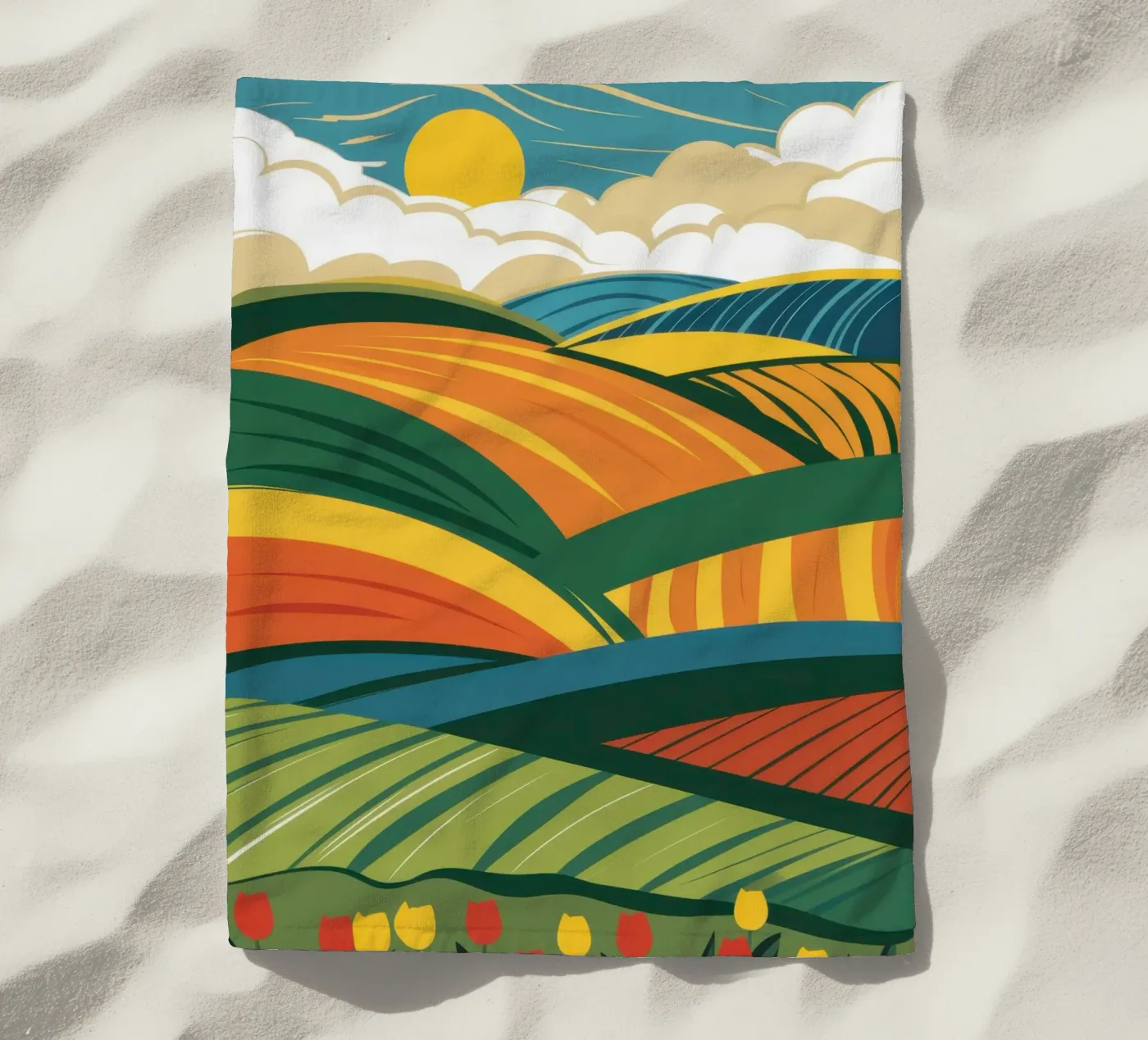 Overvloedig glooiende velden strandhanddoek van Sun Riser