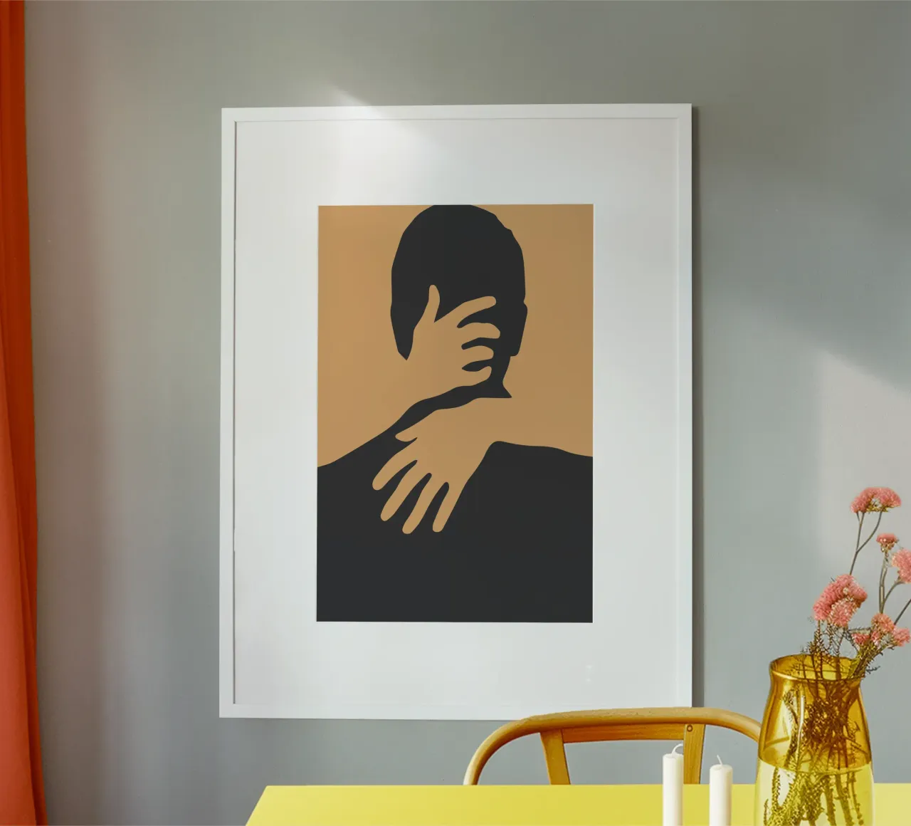 silhouette dell'abbraccio carta hahnemühle da SADELA