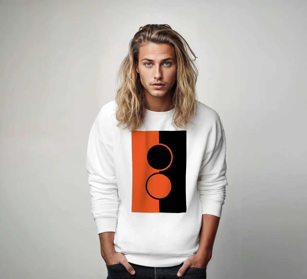 due cerchi arancione nero felpa da SADELA