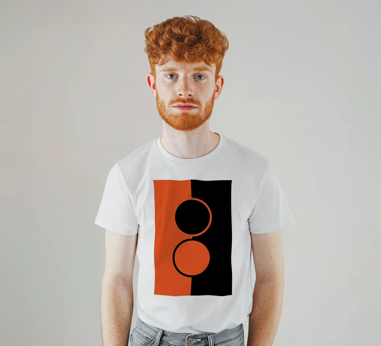 due cerchi arancione nero t-shirt da SADELA