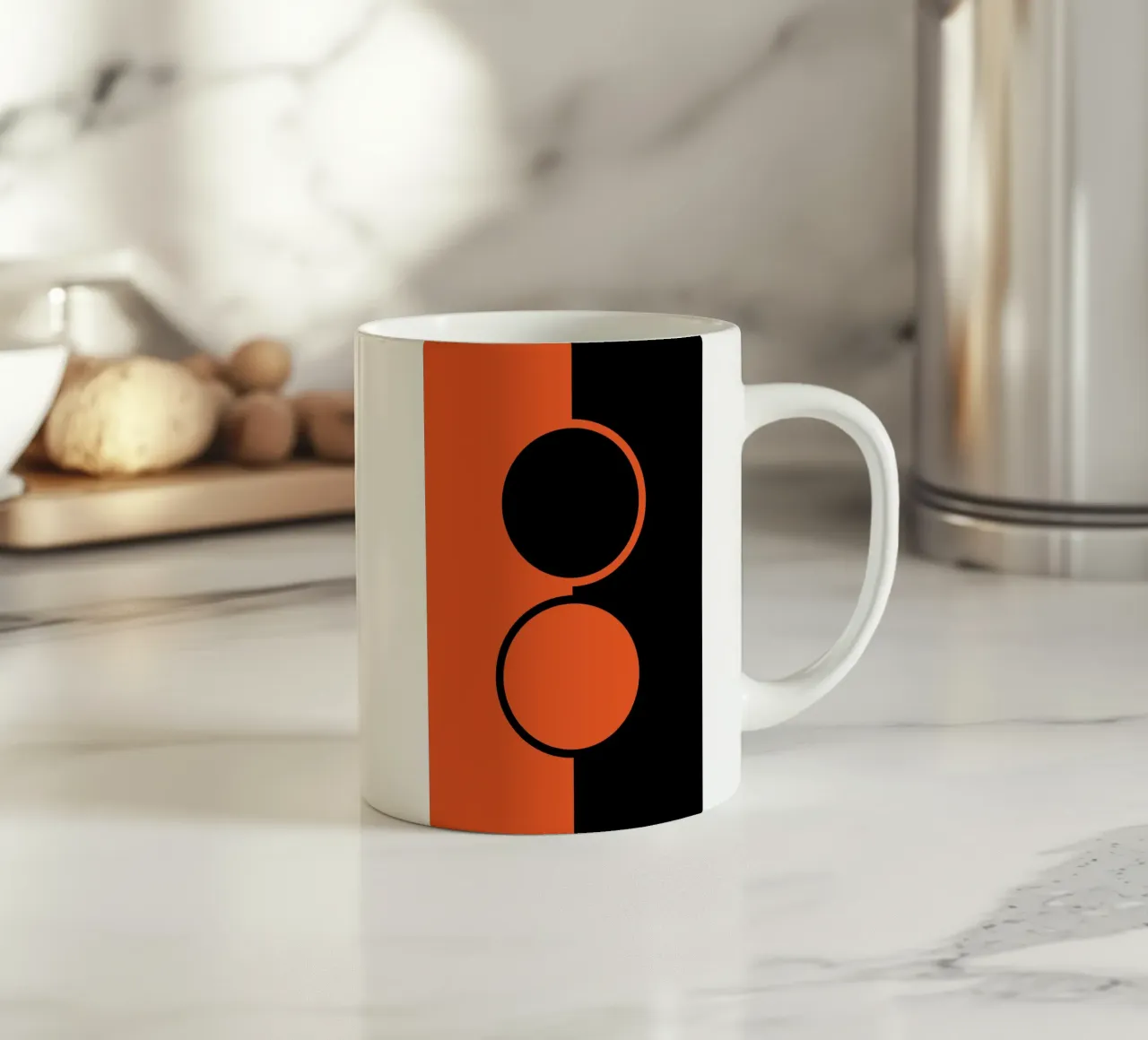 due cerchi arancione nero tazza in ceramica da SADELA