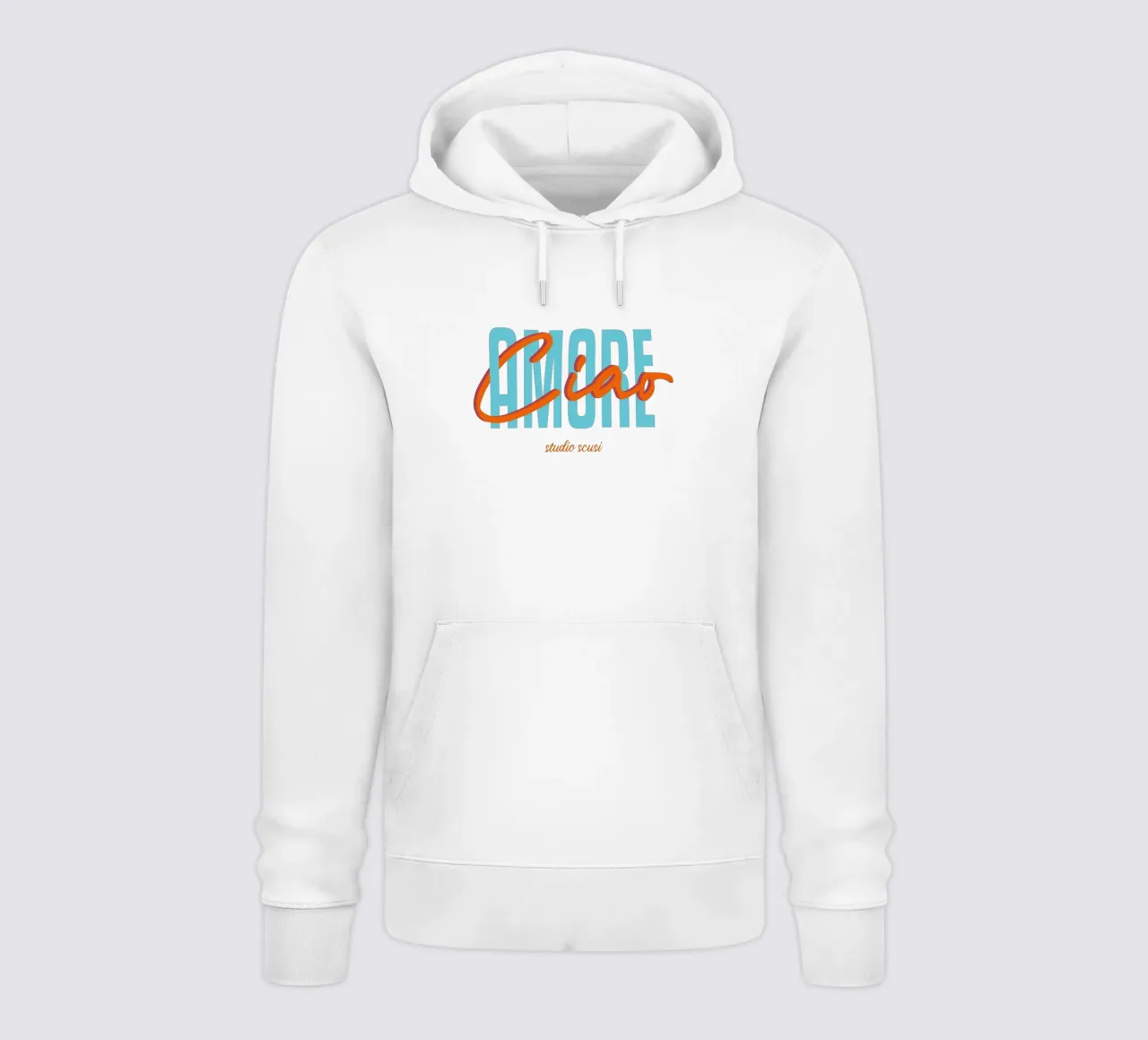 Ciao Amore Türkis Rot intrecciato felpa con cappuccio da studio scusi