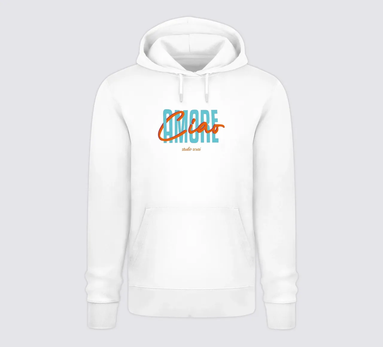 Ciao Amore Türkis Rot intrecciato sudadera con capucha de studio scusi