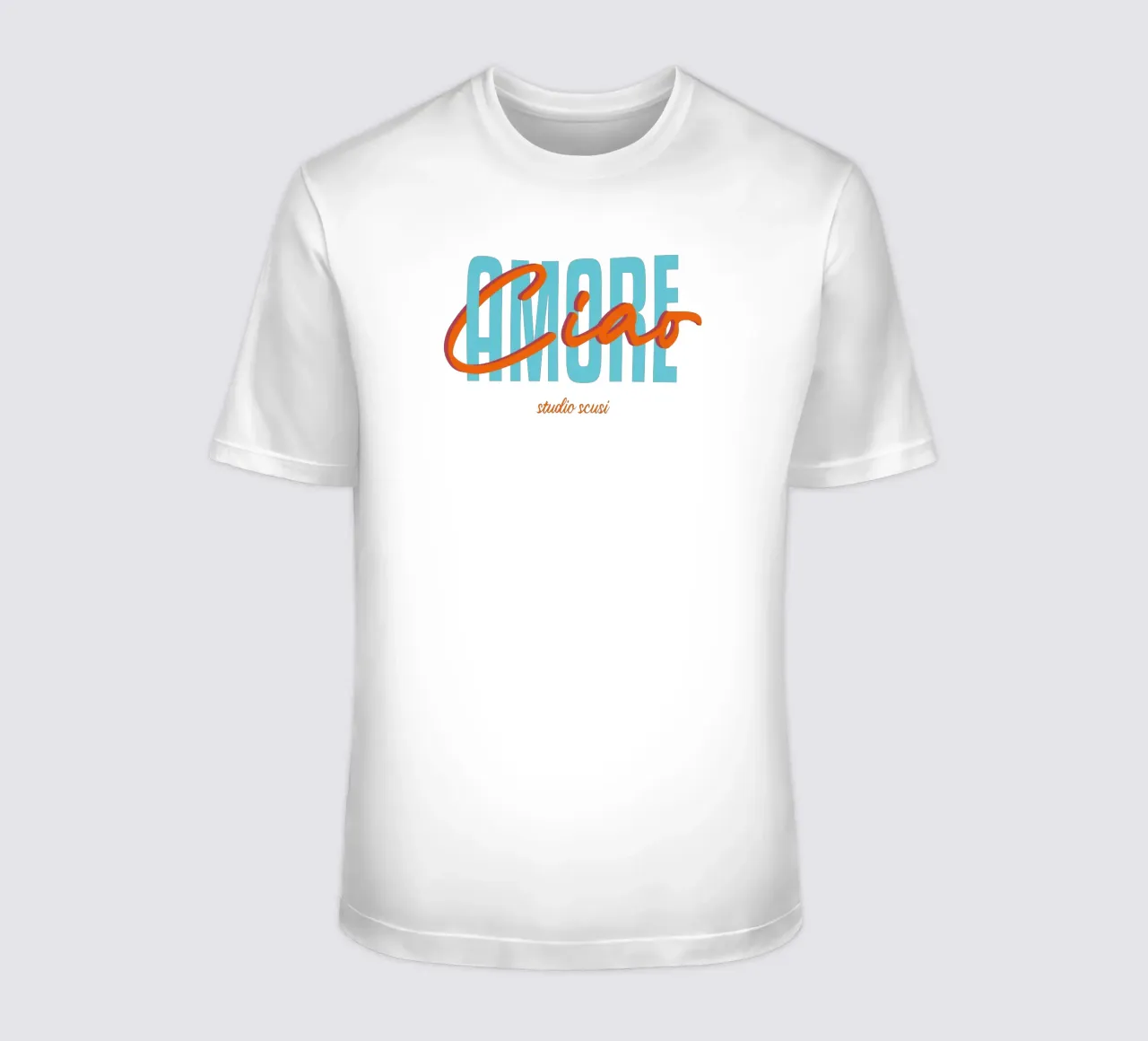 Ciao Amore Türkis Rot intrecciato t-shirt da studio scusi