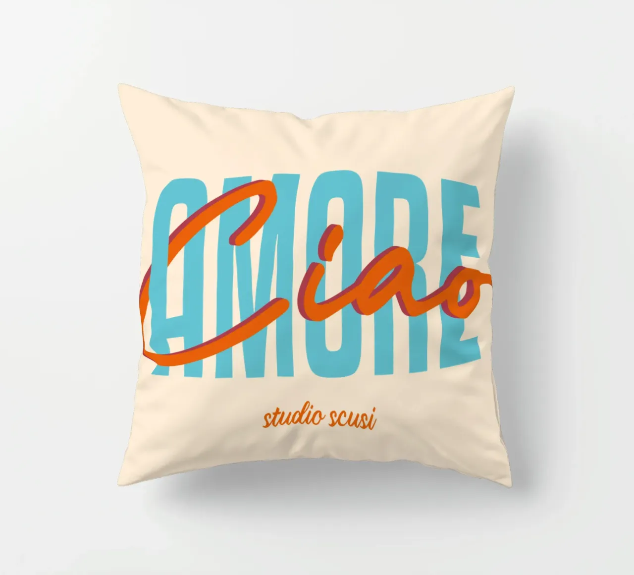 Ciao Amore Türkis Rot intrecciato cuscino da studio scusi